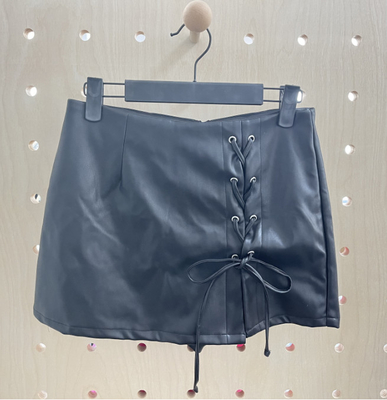Lace Up P-Leather Skort Black