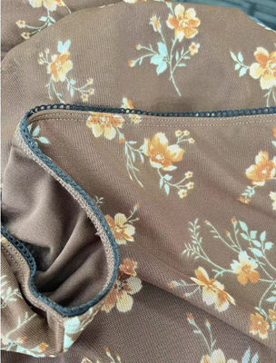 Brownflower Printed Mesh Midi Skirt With Elastic Trim