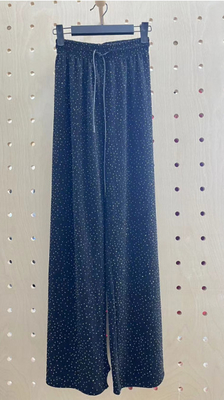 Brilliant Black Lurex Rhinestone Knit Pants