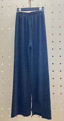 Brilliant Black Lurex Rhinestone Knit Pants