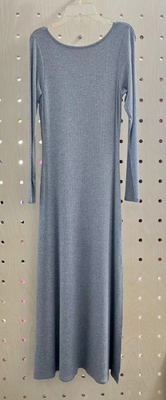 Minimalist Elegant Grey Long-Sleeve Rib Knit Dress