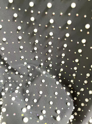 Fancy  And Well-Crafted Pearl&amp;Rhinestone Black Mesh Dress