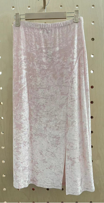 Luxury High-Shine Solid Light Pink Velvet Skirt
