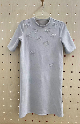 Sophisticated And Minimalist Morongo Techno Suede Dress Embellished With Rhinestones